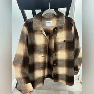 Old Navy Brown and Cream Checkered Jacket